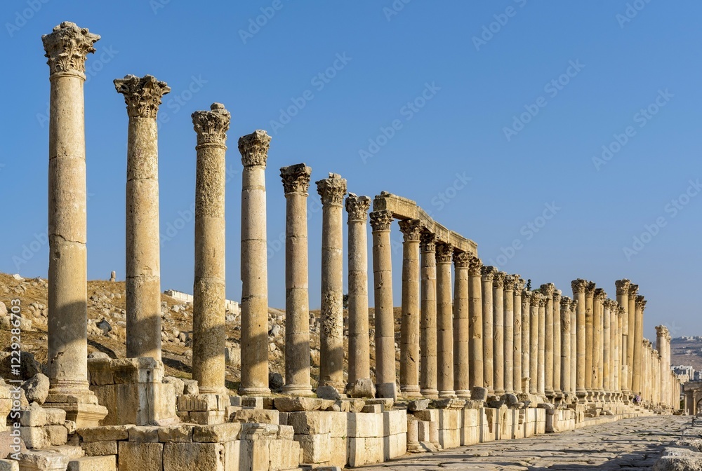 Fototapeta premium Columns of Cardo Maximus street, Jerash, Jordan, Asia