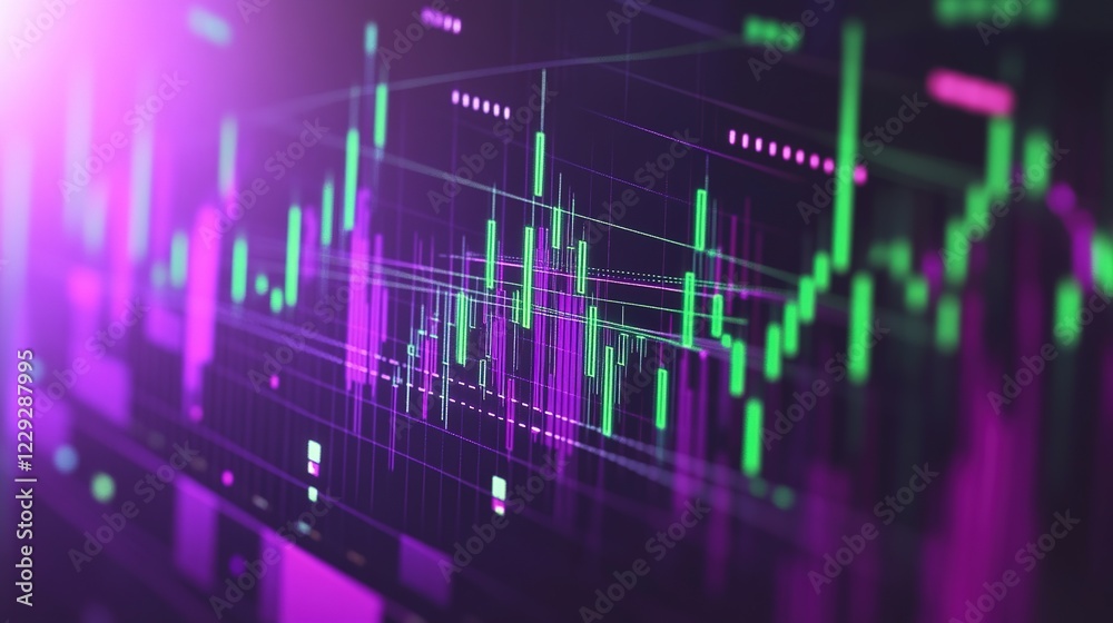 Abstract 3d render, purple and green geometric background design. Stock Market Analysis 3D Time Analysis Studio stock investment market business finance financial growth diagram trading economic Abstract 3d render, purple and green geometric background design. Stock Market Analysis 3D Time Analysis Studio stock investment market business finance financial growth diagram trading economic