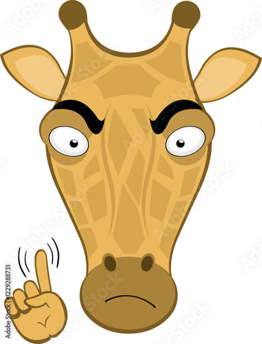 vector illustration emoji head character giraffe cartoon, saying no with a hand gesture