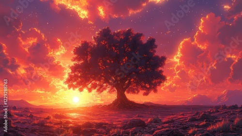 sunset in the forest