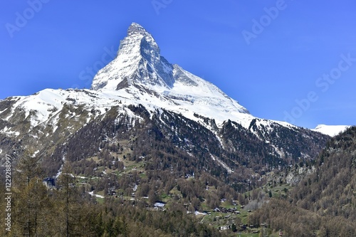 Matterhorn with snow, Zermatt, Switzerland, Europe photo