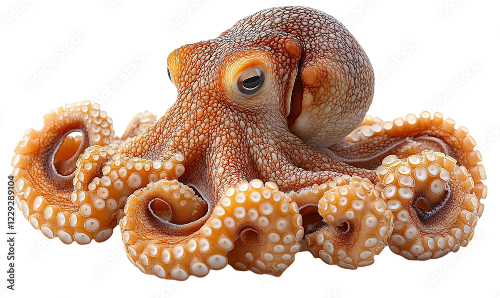 Close Up of Small Brown and Orange Octopus on Black Background Close Up of Small Brown and Orange Octopus on Black Background