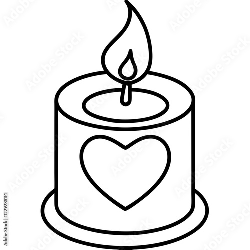 Simple Line Art Candle with Heart Motif