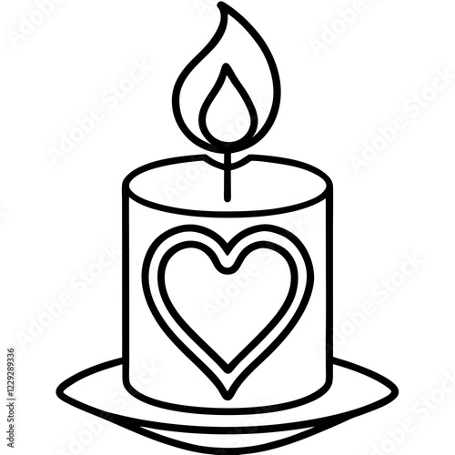 Simple Line Art Candle with Heart Motif