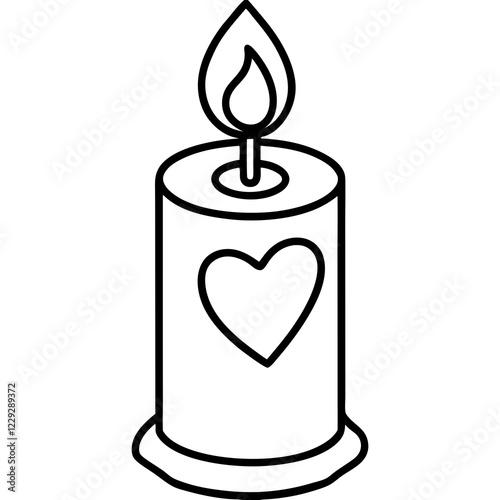 Simple Line Art Candle with Heart Motif