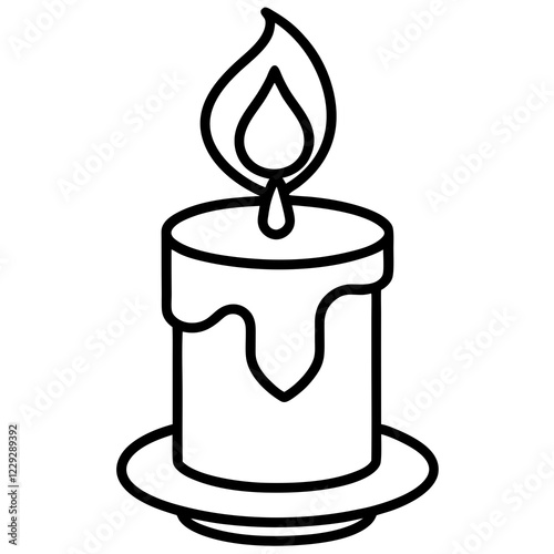 Simple Line Art Candle with Heart Motif