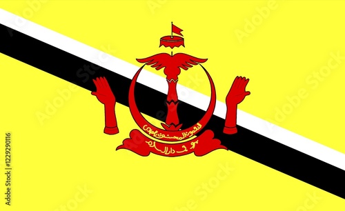 National Flag of Brunei, Sultanate of Brunei, Brunei Darussalam, Negara Brunei Darussalam, State in Southeast Asia