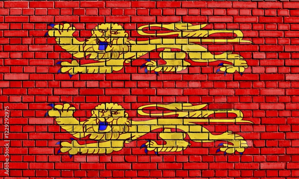 Flag of Lower Normandy painted on brick wall Flag of Lower Normandy painted on brick wall