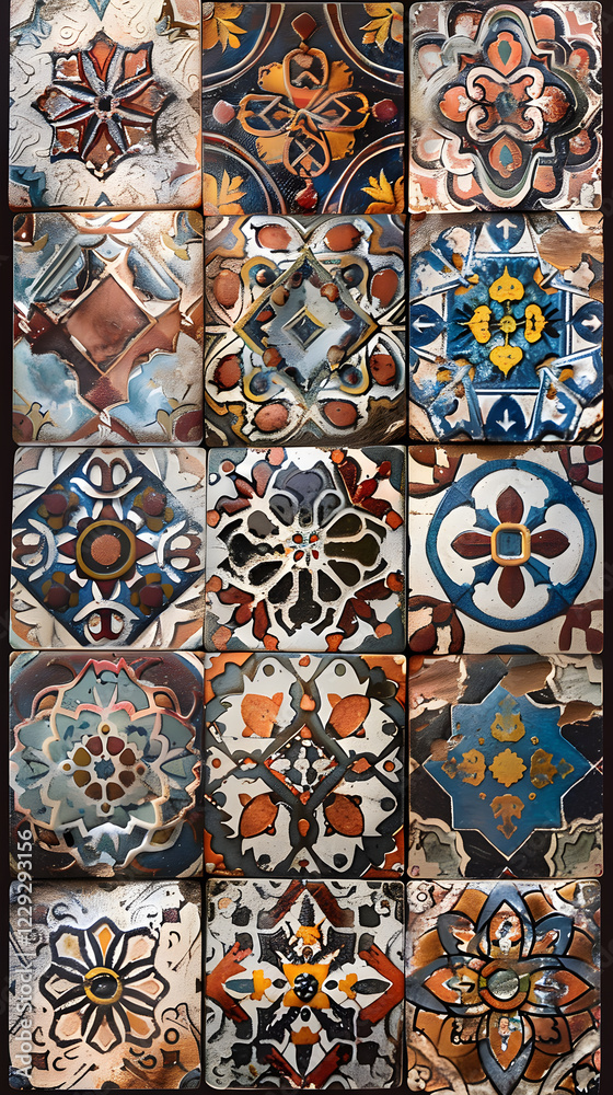 A Mesmerizing Array of Ornamental Tiles Featuring Intricate Patterns, Vibrant Colors, and Exquisite Craftsmanship, Perfect for Elevating Any Space with Timeless Beauty and Artistry A Mesmerizing Array of Ornamental Tiles Featuring Intricate Patterns, Vibrant Colors, and Exquisite Craftsmanship, Perfect for Elevating Any Space with Timeless Beauty and Artistry