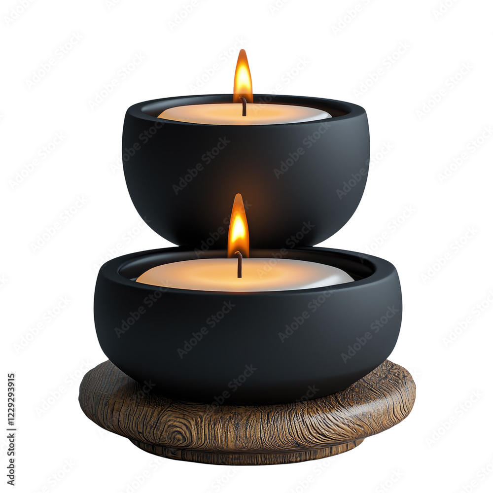 black candle holder with three candles isolated on white background black candle holder with three candles isolated on white background