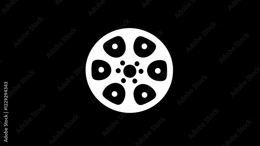 Creative design of a film reel icon showcasing modern and minimalist style for media or cinema representation. Generative AI Creative design of a film reel icon showcasing modern and minimalist style for media or cinema representation. Generative AI