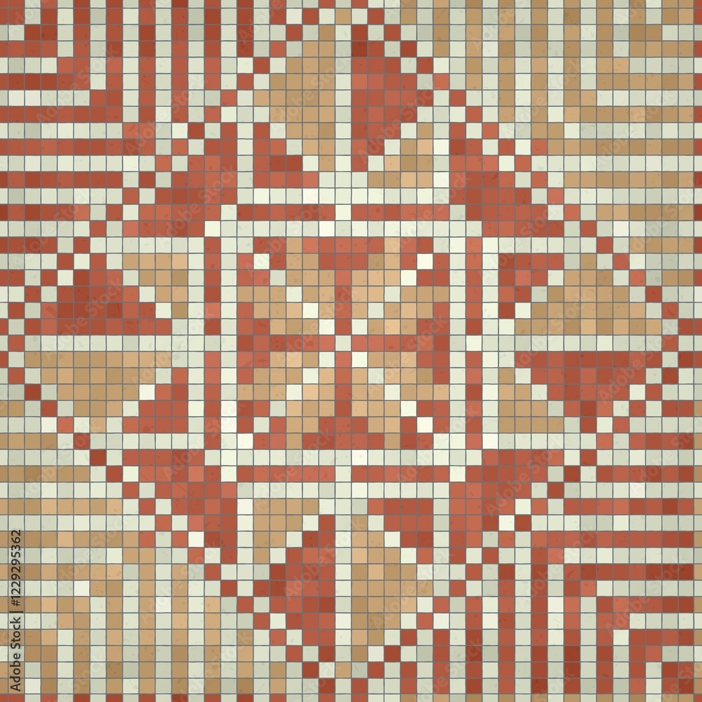Fototapeta premium Mosaic tiles decorative background, seamless repeating vector pattern template for wallpaper, background, wood print, metal print, plastic print, glass print, decor