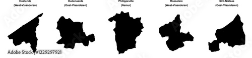 Oostende, Oudenaarde, Philippeville, Roeselare, Sint-Niklaas outline maps photo