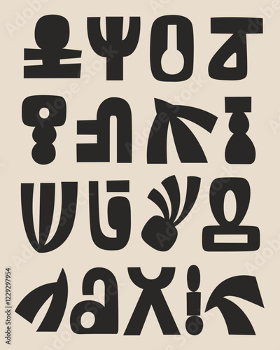 Set of abstract object silhouettes as vector icons