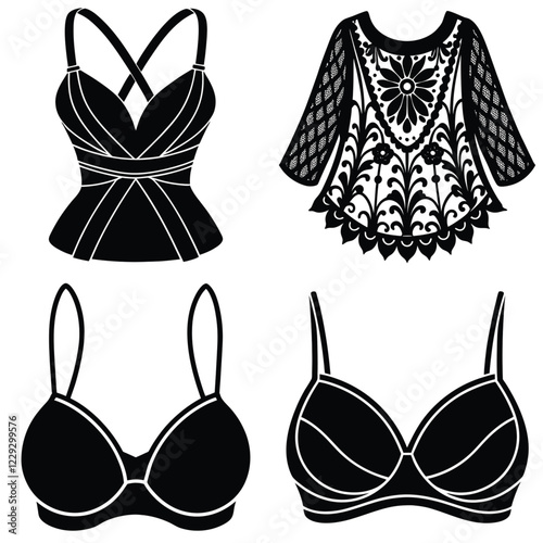 WOMEN'S BRA AND TOP CLOTHES DESIGN silhouette 