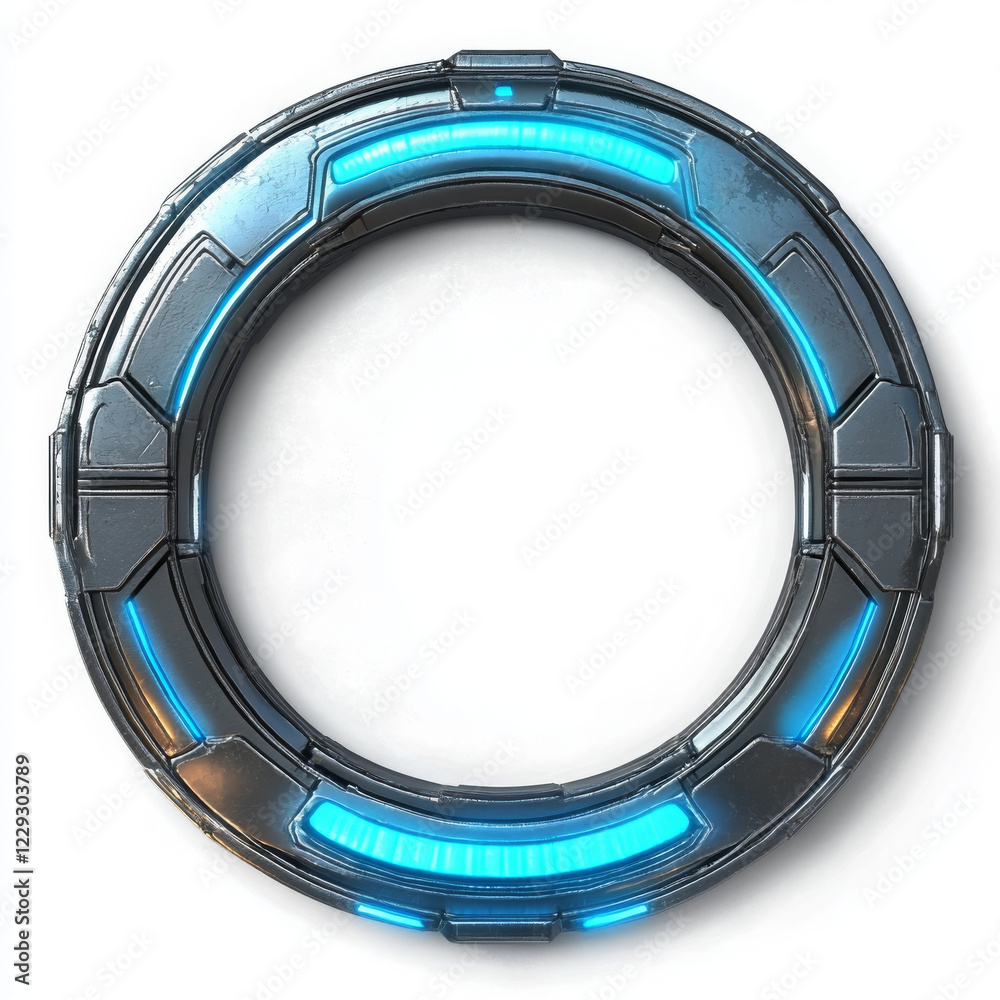Fototapeta premium futuristic circular frame with glowing blue accents, ideal for game design