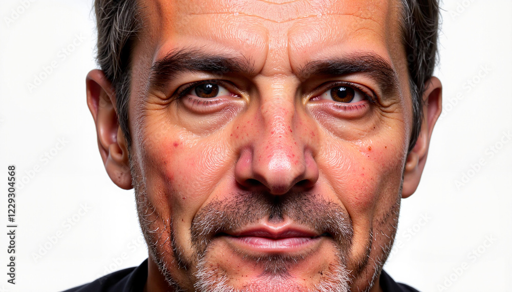 Obraz premium Close-up of mature man expressing confidence against white background