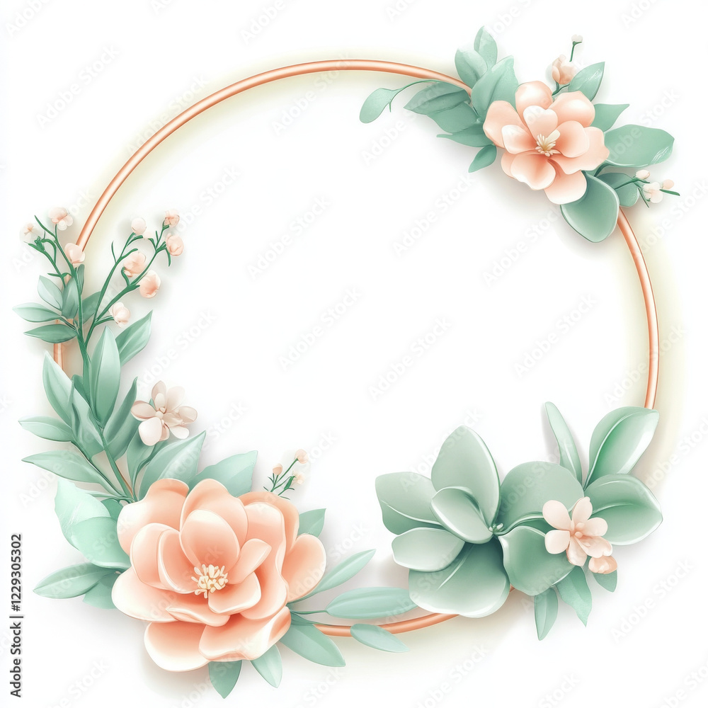 Fototapeta premium Floral wreath design with soft pastel colors and elegant flowers