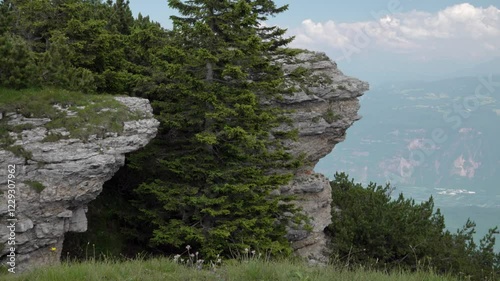 Rocky outcrop near Mount Roen on Mount Mendel, South Tyrol, Italy photo