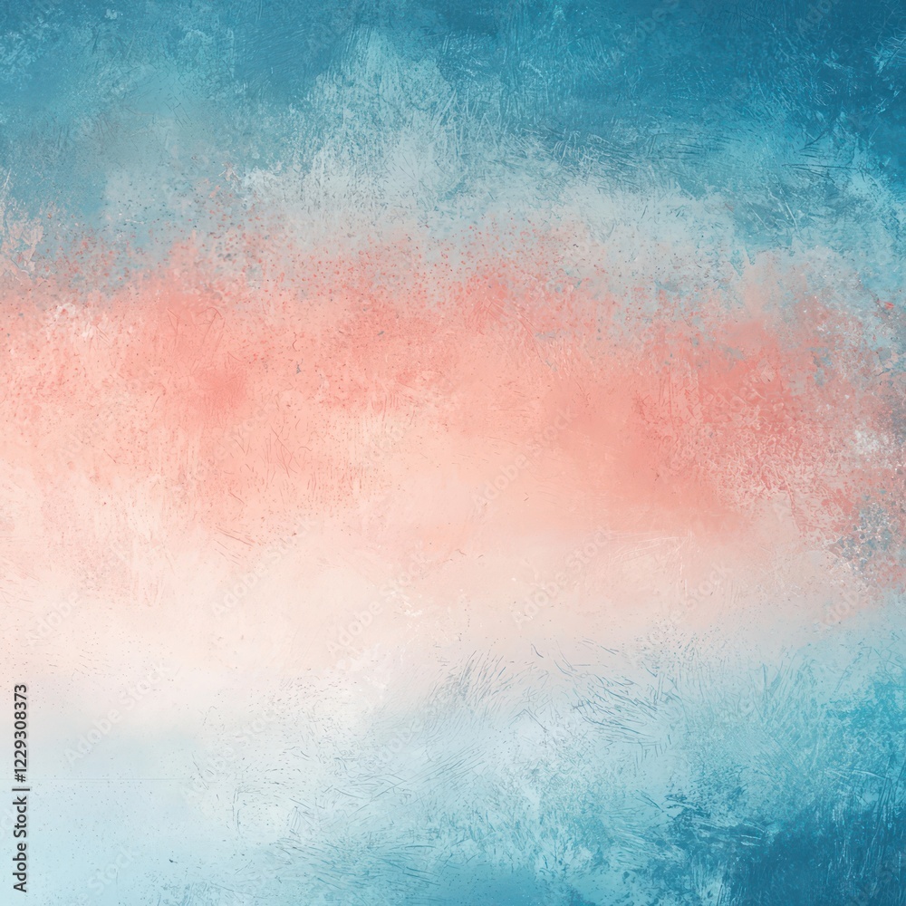 Glowing textures add a calming balance to the design of powder blue and light coral gradients.