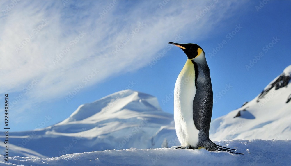 Naklejka premium AI generated, Antarctica, snow, ice, winter, king penguin (Aptenodytes patagonicus), Antarctica