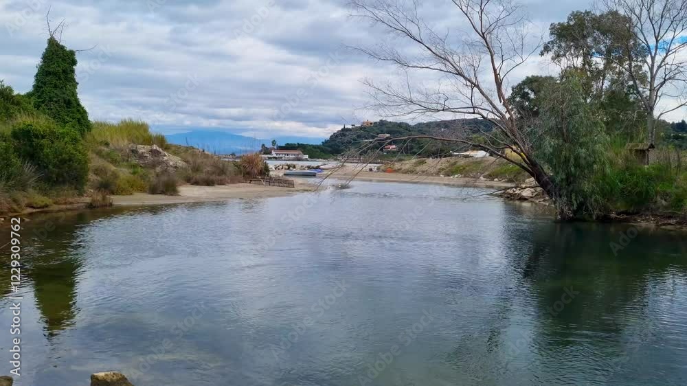 The Antinioti Lagoon a nature protected area in Corfu Greece in winter The Antinioti Lagoon a nature protected area in Corfu Greece in winter