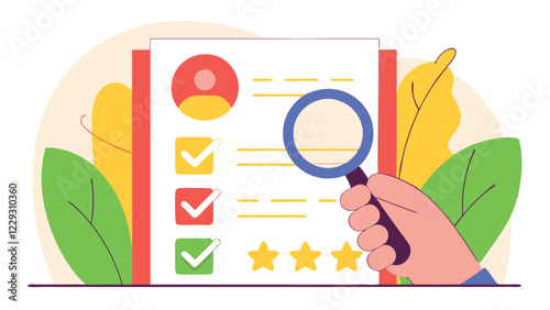 The process of checking documents using a magnifying glass, attention to detail. The concept is related to auditing, certification and document management