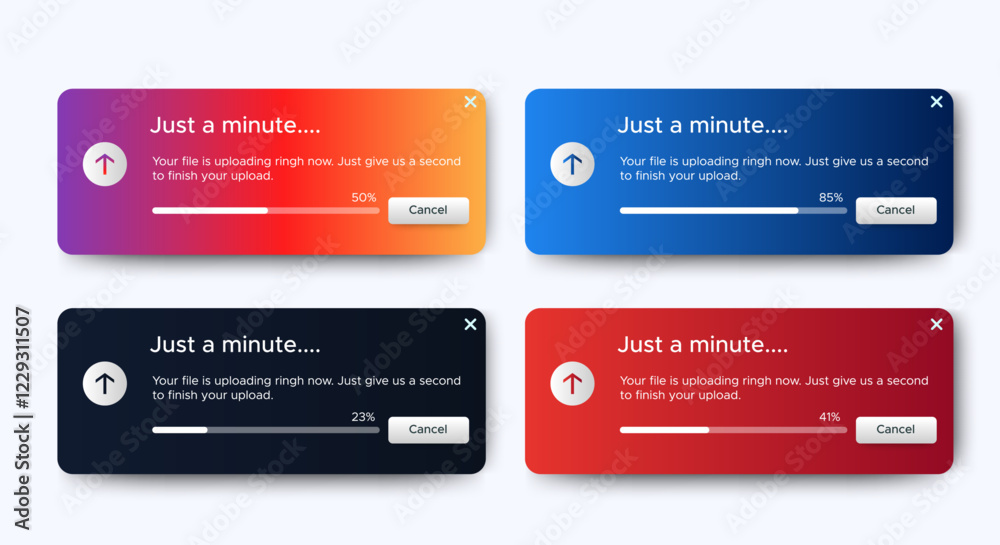 Set of file uploading progress banner design template. isolated. vector Set of file uploading progress banner design template. isolated. vector