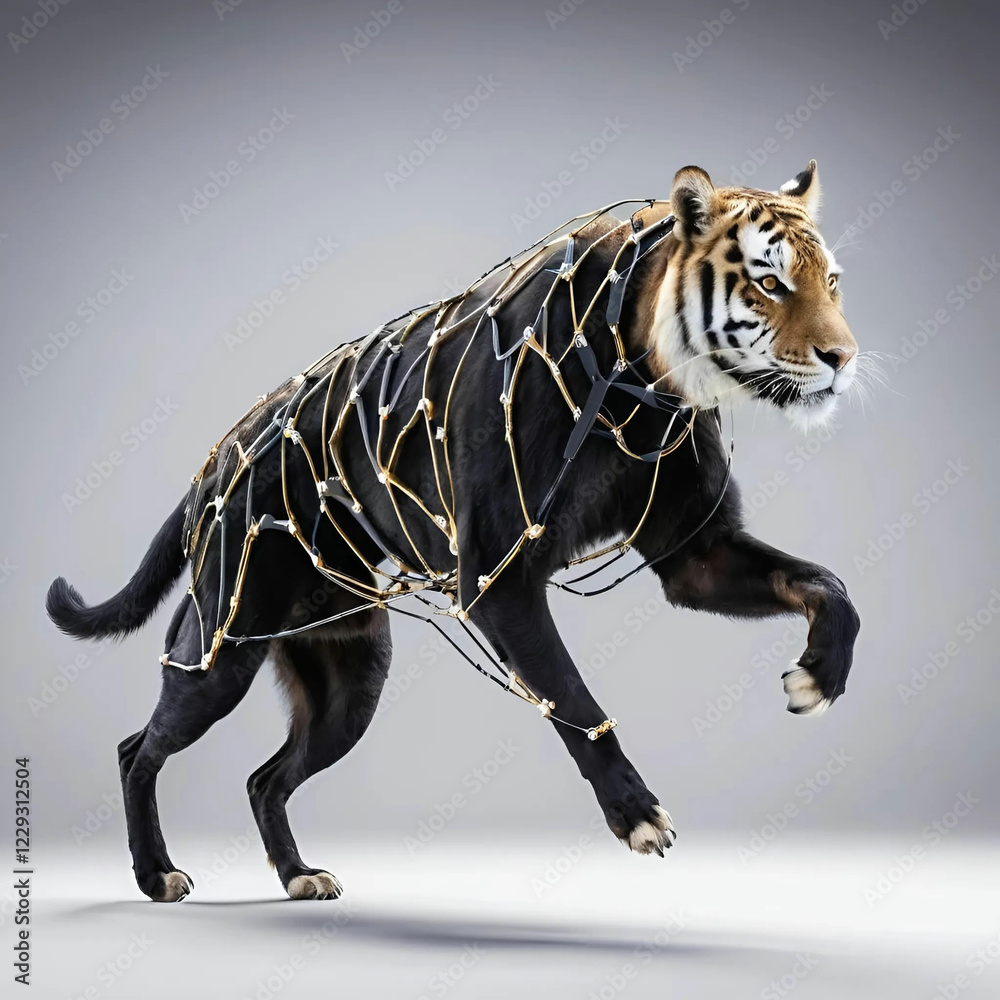 Obraz premium A futuristic wearable device that mimics animal movements, enhancing agility and sensory feedback.
