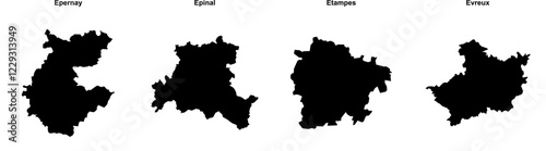 Epernay, Epinal, Etampes, Evreux outline maps photo