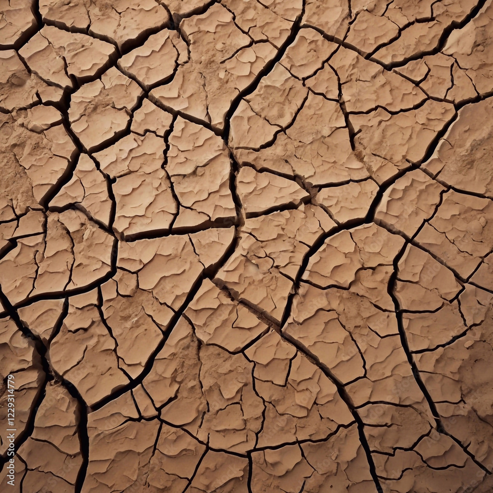 Abstract patterns of cracks in clay surface, detailed structure of parched land Abstract patterns of cracks in clay surface, detailed structure of parched land