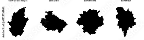 Saint-Die-des-Vosges, Saint-Dizier, Saint-Etienne, Saint-Flour outline maps
