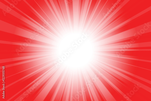Abstract Glowing Red Sunburst Background. Pure Red Glow Effect Sunburst Background for Presentation, Banner, Poster, Flyer, Sales. Modern Pop Art Poster for Summer and Spring.
