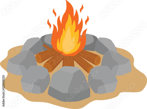 Campfire firewood deisgn vector Illustration