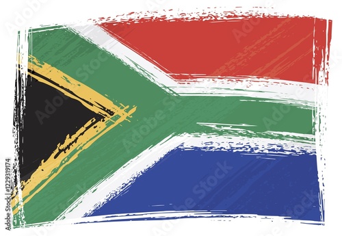South Africa national flag created in grunge style