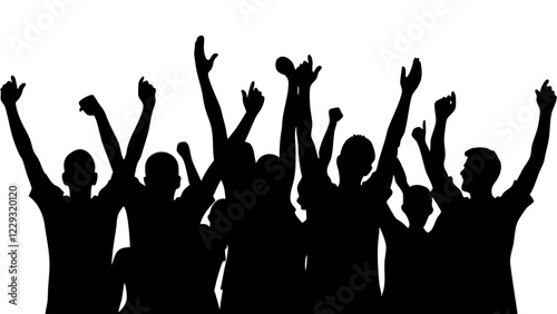 Cheerful Silhouetted People in Celebration 