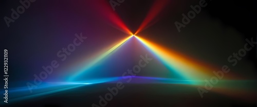 A dazzling shot of light refracted through a prism showcasing a spectrum of colors