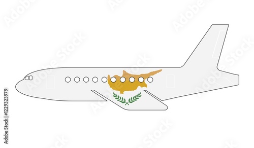 Fotografi The Cypriot flag painted on the silhouette of a aircraft