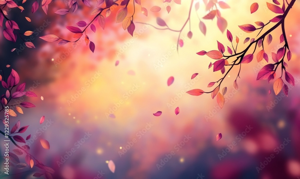 Autumn background with colorful leaves and a blurred nature backdrop. Autumn background with colorful leaves and a blurred nature backdrop.