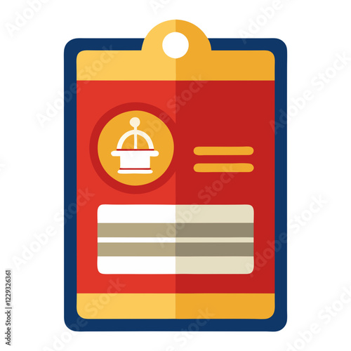 A hotel keycard featuring a colorful design is shown on a white background. This keycard is essential for accessing guest rooms and hotel amenities during a stay