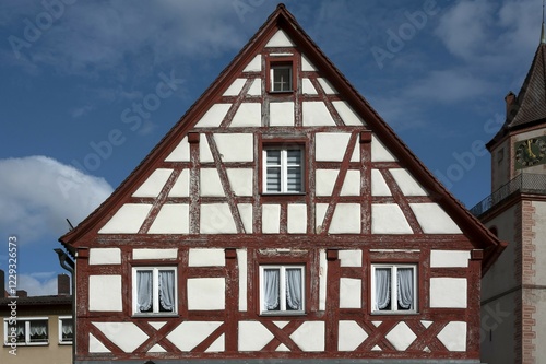 Gable of an old Franconian half-timbered house, Gräfenberg, Upper Franconia, Bavaria, Germany, Europe photo