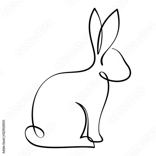 Rabbit illustration with black line art.