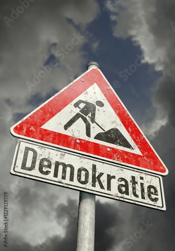 Fotografi Symbolic image on the topic of democracy in crisis
