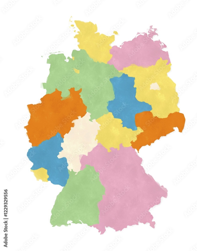 Fototapeta premium Germany map in watercolors over white background