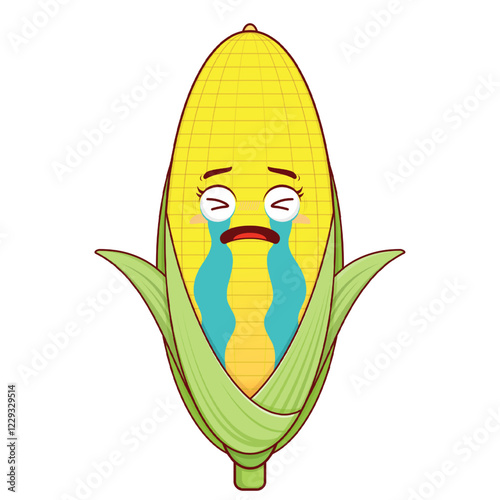 corn crying face cartoon cute