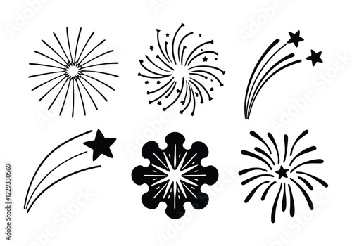 Firework Icons Set - Celebration and Festival Vector Illustrations