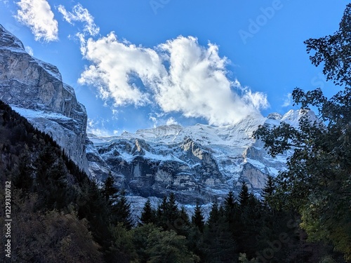 Mittelhorn Mountain in Swiss Alps – Scenic Road to Gletscherschlucht Rosenlaui, Switzerland photo