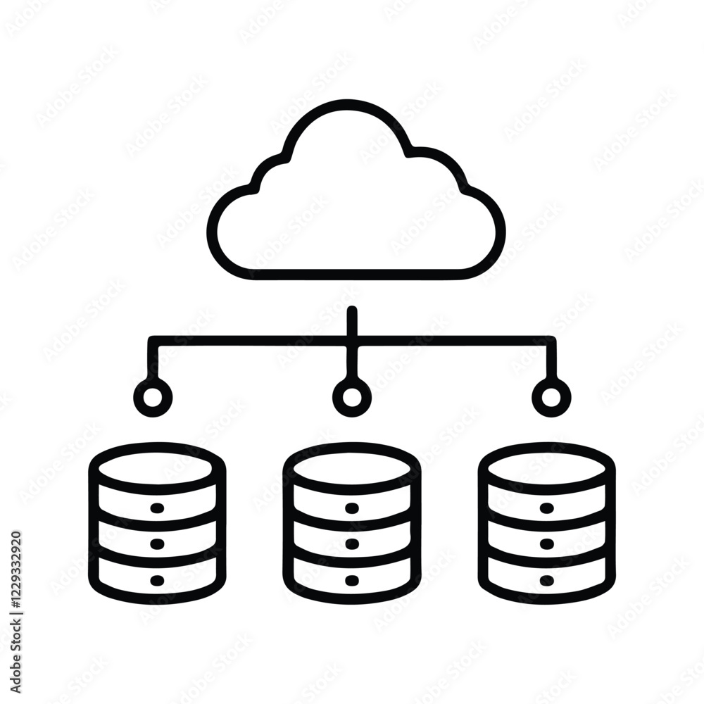 Database icon. Database Sharing Server. cloud services, servers, cyber security, digital transformation. Database icon. Database Sharing Server. cloud services, servers, cyber security, digital transformation.