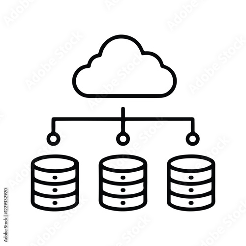 Database icon. Database Sharing Server. cloud services, servers, cyber security, digital transformation.