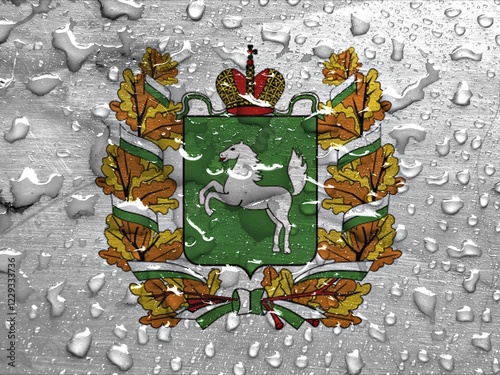 Flag of Tomsk Oblast with rain drops